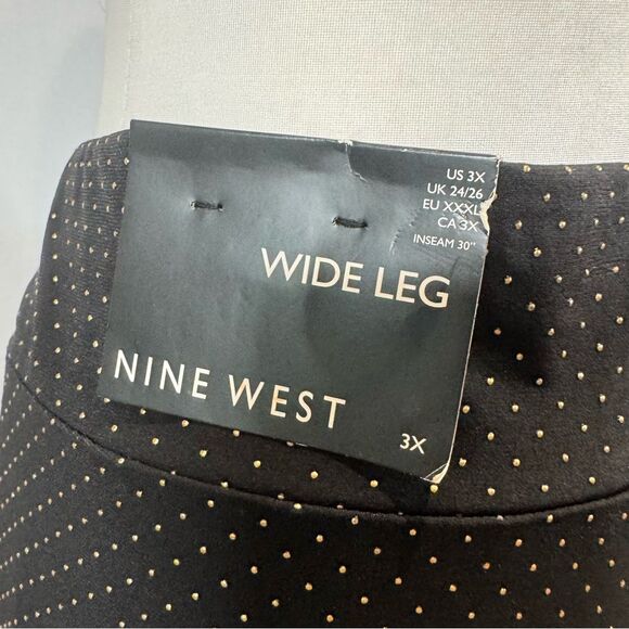Nine West black and gold studded wide leg flowy palazzo pants size 3X NWT - Picture 6 of 9